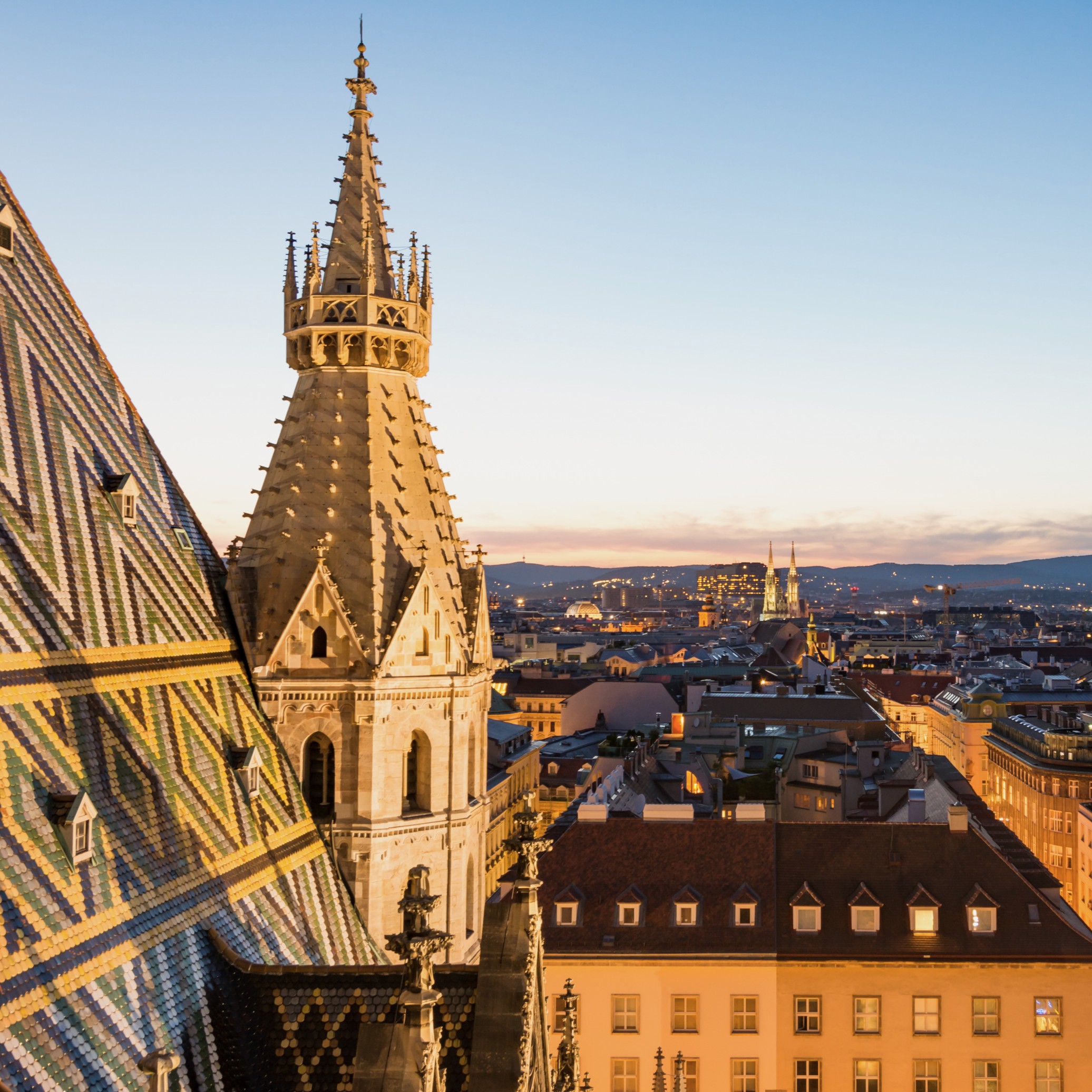 Stephansdom mit Blick über Wien